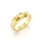 Bague brick femme en or jaune avec tourmaline paraiba saphirs roses saphirs jaunes