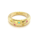 Bague brick femme en or jaune avec tourmaline paraiba saphirs roses saphirs jaunes