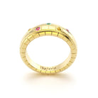 Bague brick femme en or jaune avec tourmaline paraiba saphirs roses saphirs jaunes