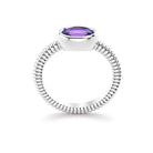 Bague bysance femme en or blanc avec  pierre semi-précieuse améthyste  ovale