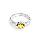 Bague bysance femme en or blanc avec  pierre semi-précieuse citrine  ovale