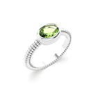 Bague bysance femme en or blanc avec  pierre semi-précieuse péridot  ovale