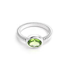 Bague bysance femme en or blanc avec  pierre semi-précieuse péridot  ovale