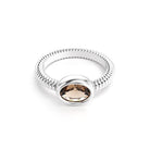 Bague bysance femme en or blanc avec  pierre semi-précieuse quartz fume  ovale