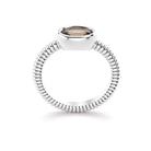 Bague bysance femme en or blanc avec  pierre semi-précieuse quartz fume  ovale