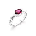 Bague bysance femme en or blanc avec  pierre semi-précieuse rhodolite ovale