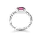 Bague bysance femme en or blanc avec  pierre semi-précieuse rhodolite ovale