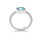 Bague bysance femme en or blanc avec  pierre semi-précieuse topaze ovale