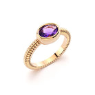 Bague bysance femme en or rose avec  pierre semi-précieuse améthyste ovale
