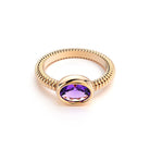 Bague bysance femme en or rose avec  pierre semi-précieuse améthyste ovale