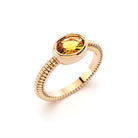 Bague bysance femme en or rose avec  pierre semi-précieuse citrine ovale