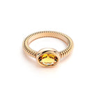 Bague bysance femme en or rose avec  pierre semi-précieuse citrine ovale