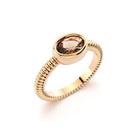 Bague bysance femme en or rose avec  pierre semi-précieuse quartz fume ovale