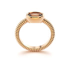Bague bysance femme en or rose avec  pierre semi-précieuse quartz fume ovale