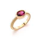 Bague bysance femme en or rose avec  pierre semi-précieuse rhodolite ovale