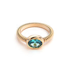 Bague bysance femme en or rose avec  pierre semi-précieuse topaze ovale