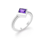 bague byzance pour femme forme carré en or blanc avec amethyste