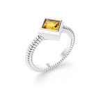 bague byzance pour femme forme carré en or blanc avec citrine