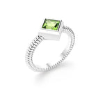 bague byzance pour femme forme carré en or blanc avec peridot