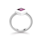 bague byzance pour femme forme carré en or blanc avec rhodolite