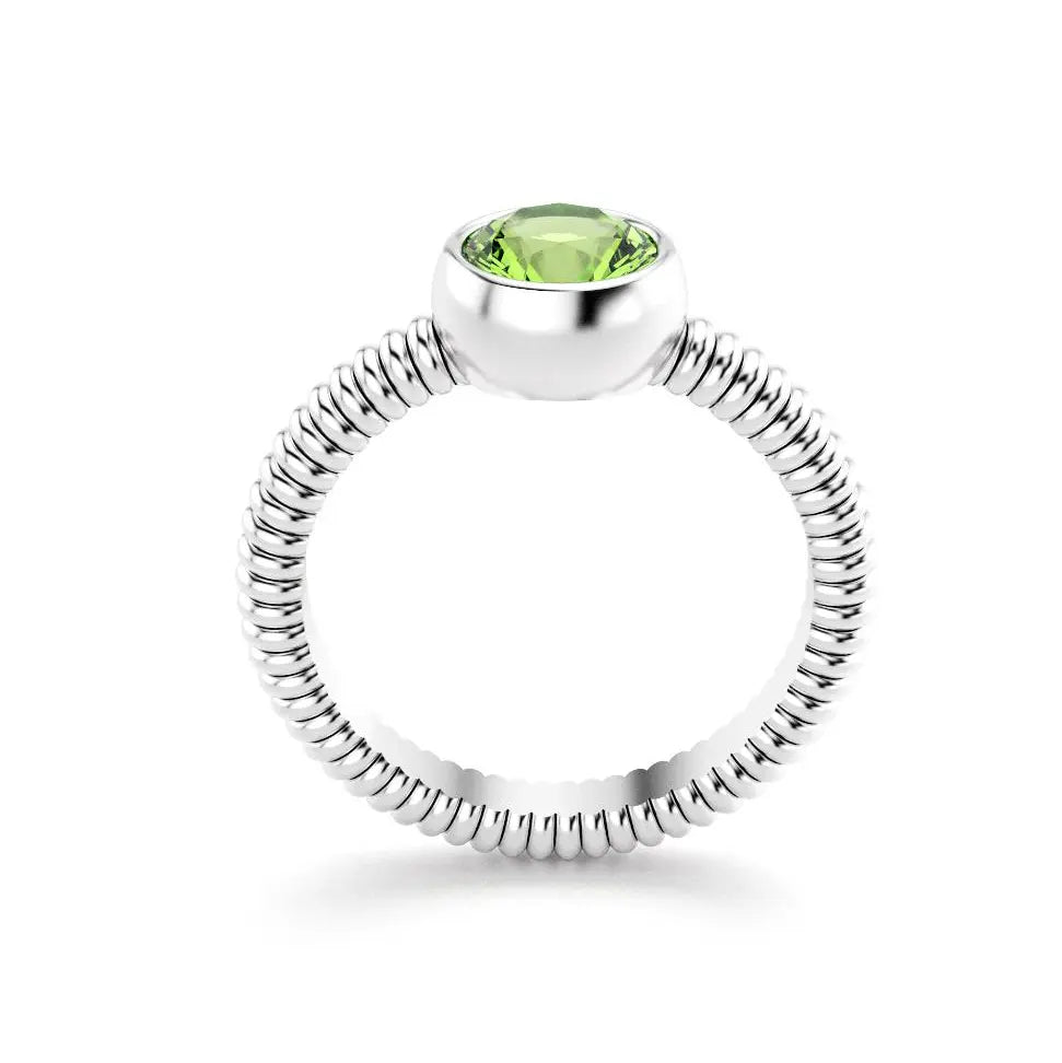 Bague femme Byzance Or Blanc 18 carats personnalisable avec pierre fine ronde de votre choix