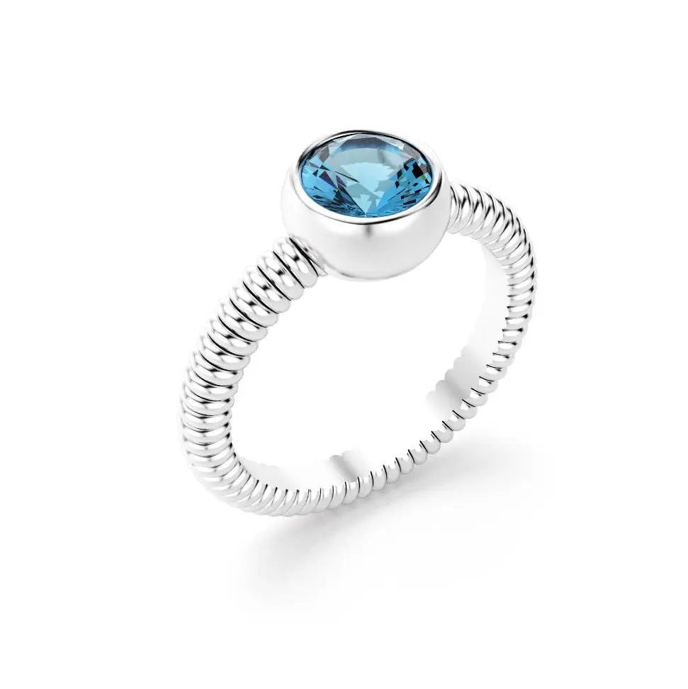 Bague femme Byzance Or Blanc 18 carats personnalisable avec pierre fine ronde de votre choix Topaze