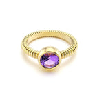 Bague Byzance pour femme or jaune avec amethyste ronde