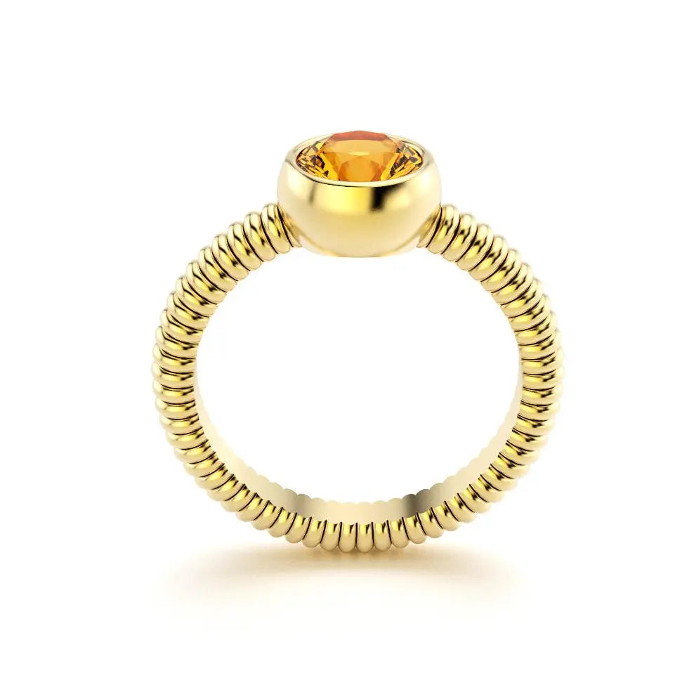 Bague Byzance pour femme en or jaune avec citrine ronde