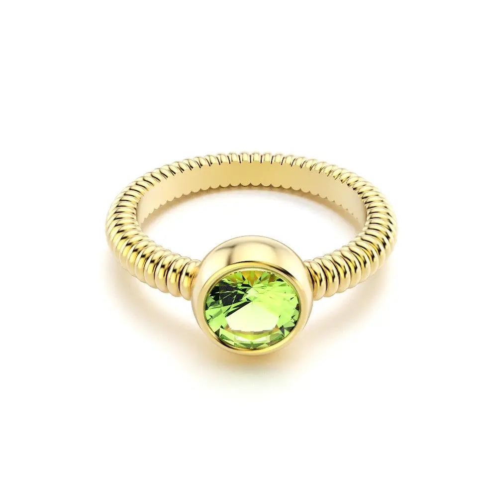 Bague femme Byzance Or Jaune 18 carats personnalisable avec pierre fine ronde de votre choix