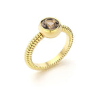 Bague Byzance pour femme en or jaune avec quartz fume ronde