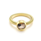 Bague Byzance pour femme en or jaune avec quartz fume ronde