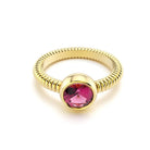 Bague Byzance pour femme en or jaune avec rhodolite ronde