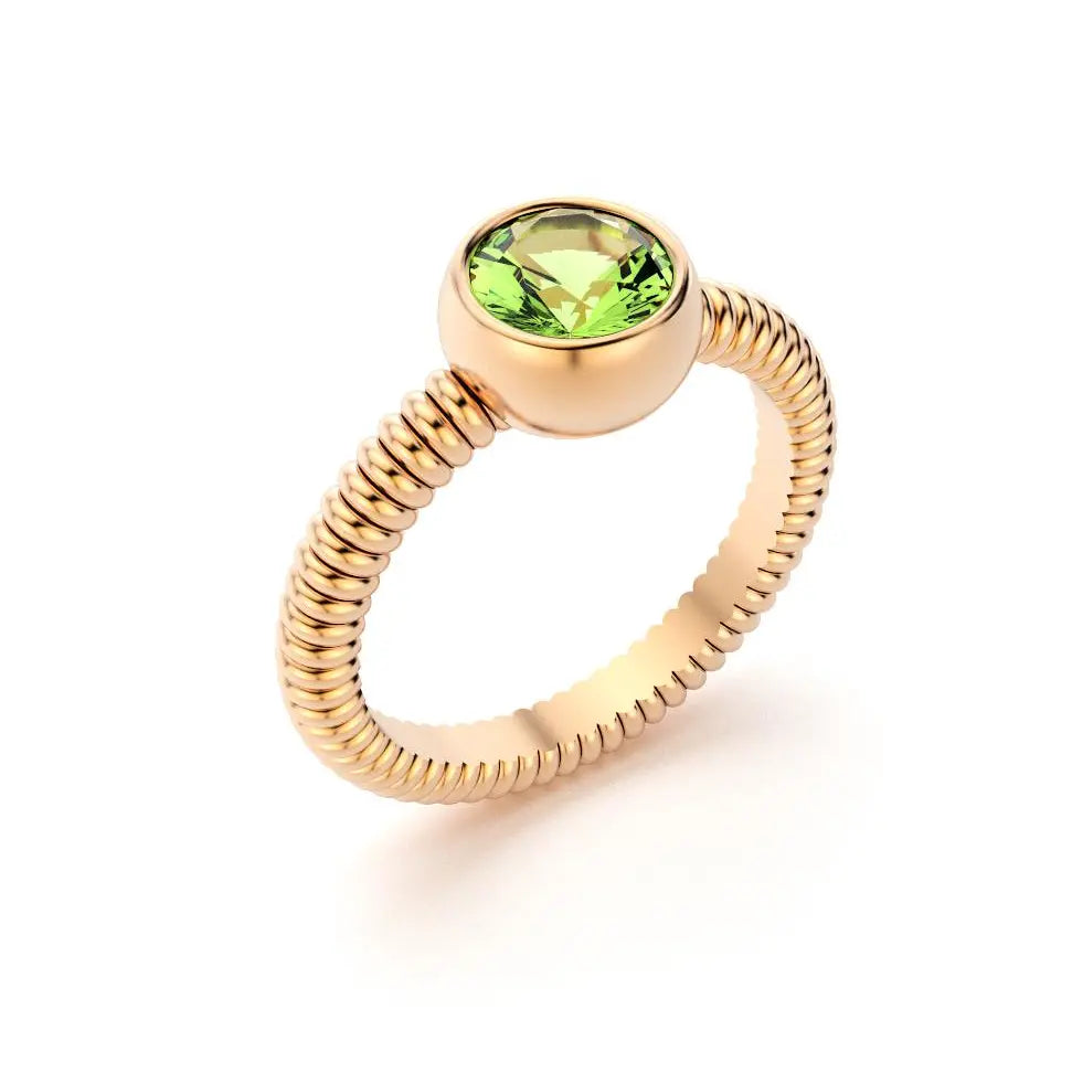 Bague Byzance pour femme en or rose avec peridot ronde