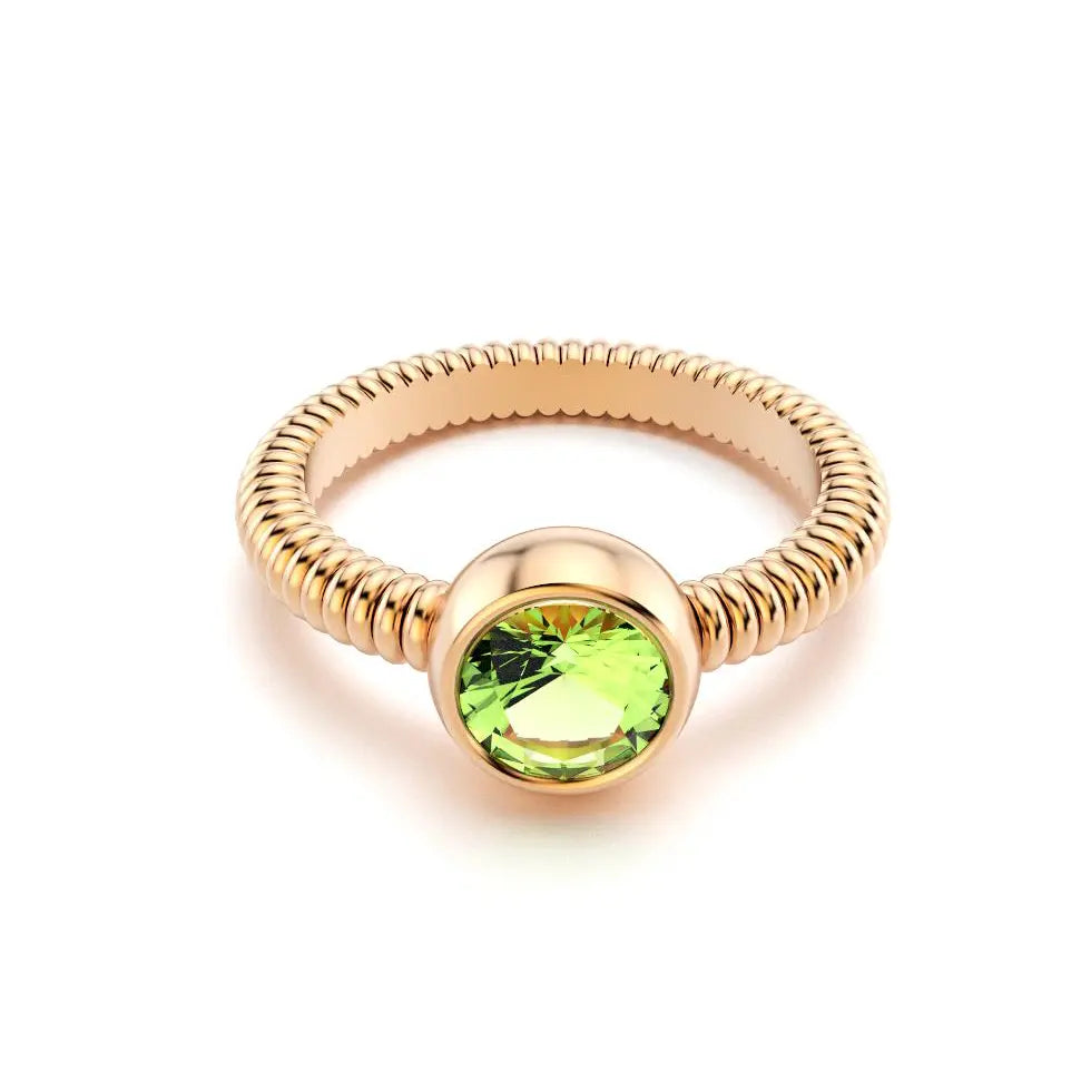 Bague femme Byzance Or Rose 18 carats personnalisable avec pierre fine ronde de votre choix