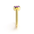 Bague femme or jaune pierre semi-précieuse Améthyste taille coussin
