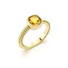 Bague femme or jaune pierre semi-précieuse Citrine taille coussin