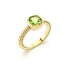 Bague femme or jaune pierre semi-précieuse Péridot taille coussin