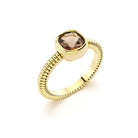 Bague femme or jaune pierre semi-précieuse Quartz fumé taille coussin