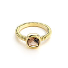 Bague femme or jaune pierre semi-précieuse Quartz fumé taille coussin