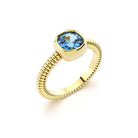 Bague femme or jaune pierre semi-précieuse Topaze taille coussin