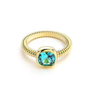Bague femme or jaune pierre semi-précieuse Topaze taille coussin