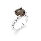 Bague indiscrète pour femme en or blanc et quartz fume 