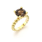 Bague indiscrète pour femme en or jaune et quartz fumé