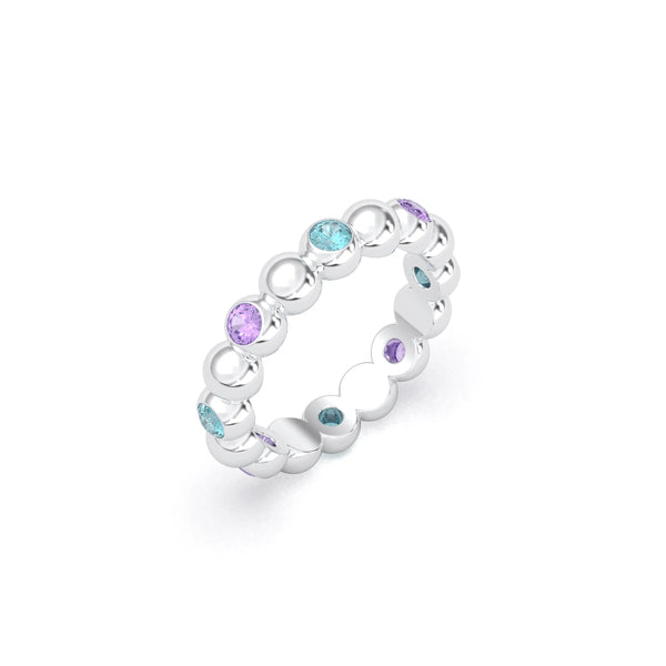 Bague Neva Argent semi-pavé et duo de pierres fines - L'Éclat du Renouveau Améthystes - Topazes