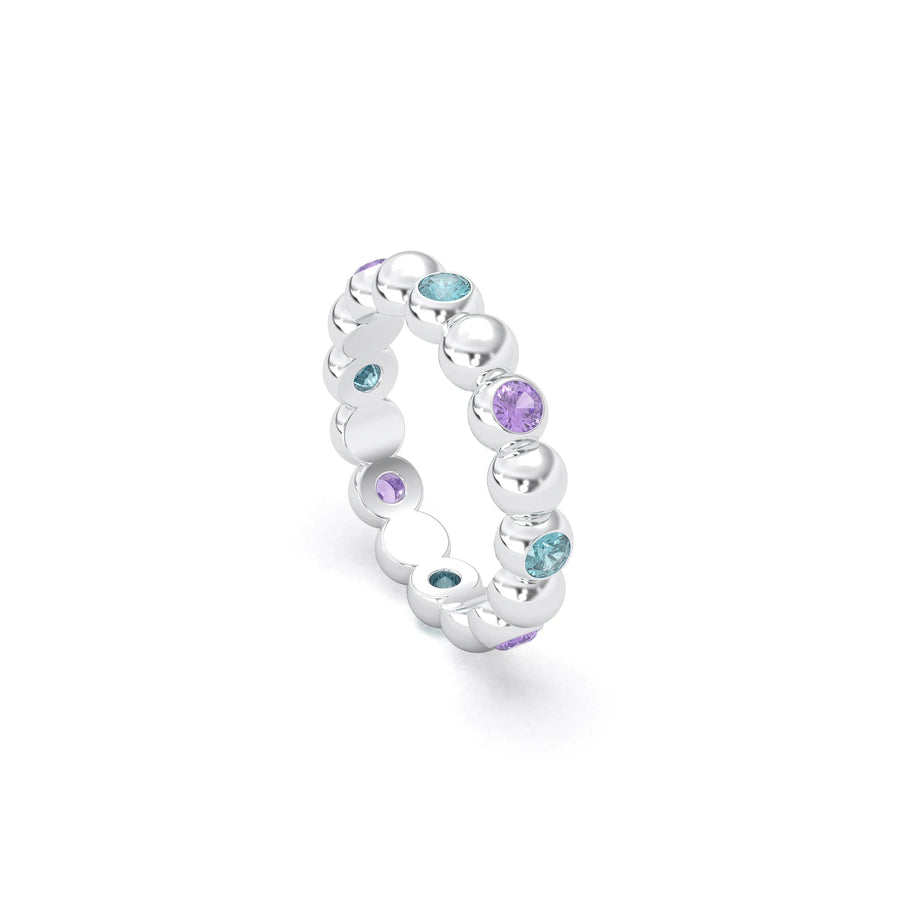 Bague de joaillerie en argent 950, vue de détail, fabriquée à l’atelier Bajoia de Sèvres