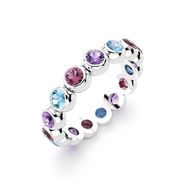 Bague Neva argent 950 pierres fines personnalisées Améthystes - Topazes - Rhodolites