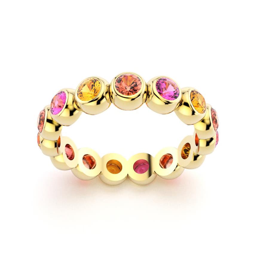 Bague de joaillerie en or jaune 18 carats, vue de détail, fabriquée à l’atelier Bajoia de Sèvres