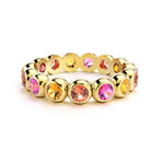 Bague neva femme en or jaune avec pierre semi-précieuse grenats mandarins saphirs roses saphirs peches