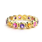 Bague neva femme en or jaune avec pierre semi-précieuse grenats mandarins saphirs roses saphirs violets