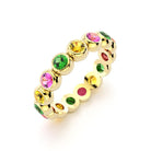 Bague neva femme en or jaune avec pierre semi-précieuse grenats tsavorite et saphirs roses et saphirs jaunes